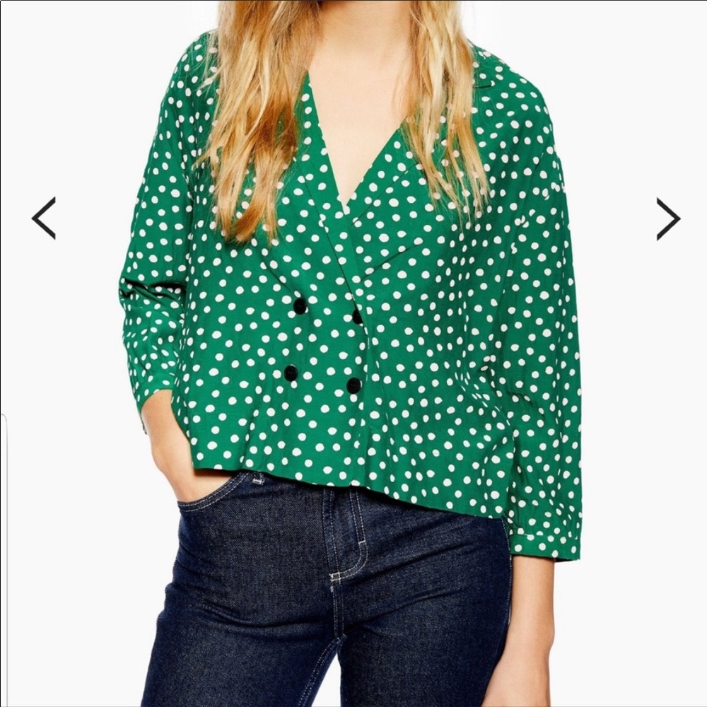 TOPSHOP BLAZER WITH PINK POLKA DOTS! Size 4